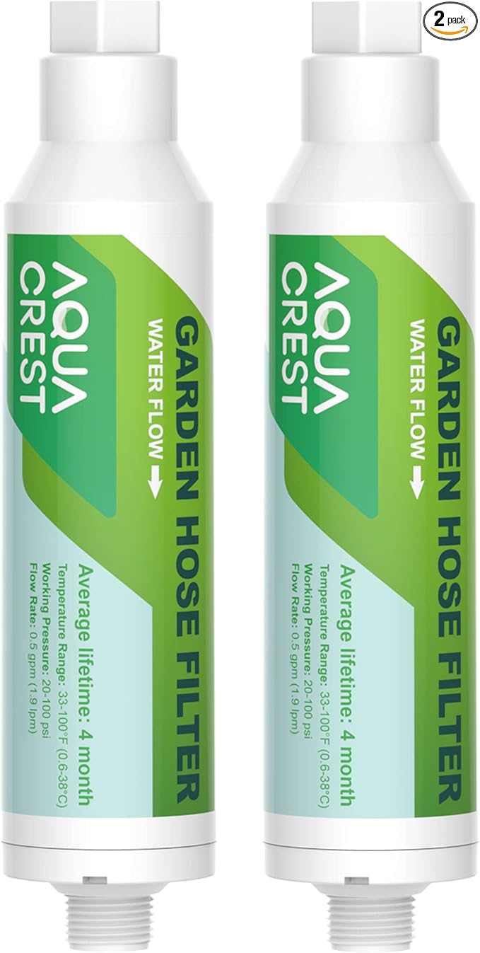 AQUACREST Garden Hose Water Filter for Plants, Greatly Reduces Chlorine, Odor, Improve Plants Health, Ideal for Organic Gardening, Farming and Pets, Pack of 2 (Package May Vary)