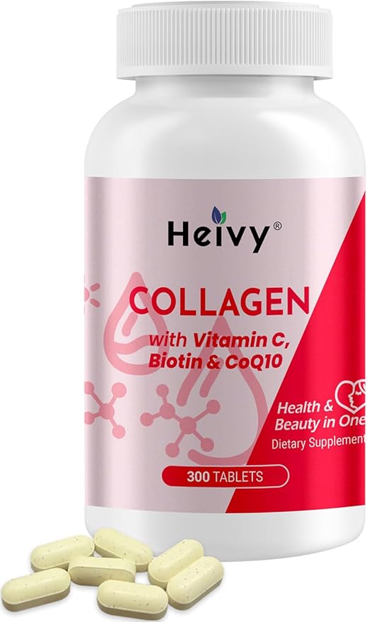 Multi Collagen 300 Tablets for Women & Men, Vitamin C, Biotin & CoQ10 Supports Hair, Skin, Nails Joint & Bone Health, Gluten-Free, Non-GMO
