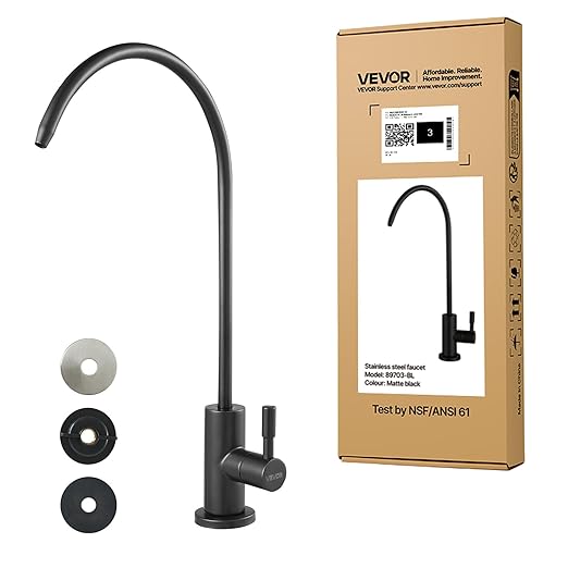 VEVOR Water Filter Faucet, RO Faucet with Lead-Free Brass Valve, 304 Stainless Steel, 0.8GPM Drinking Water Faucet Fits Most Reverse Osmosis & Filtration System, Kitchen Filtered Water Tap, Black