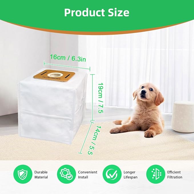 8 Pack Replacement VACBP6 HEPA Filter Bags Compatible for Atrix Ergo 8 Quart Backpack Vacuum, Replace Part VACBP36V VACBPAI VACBP1