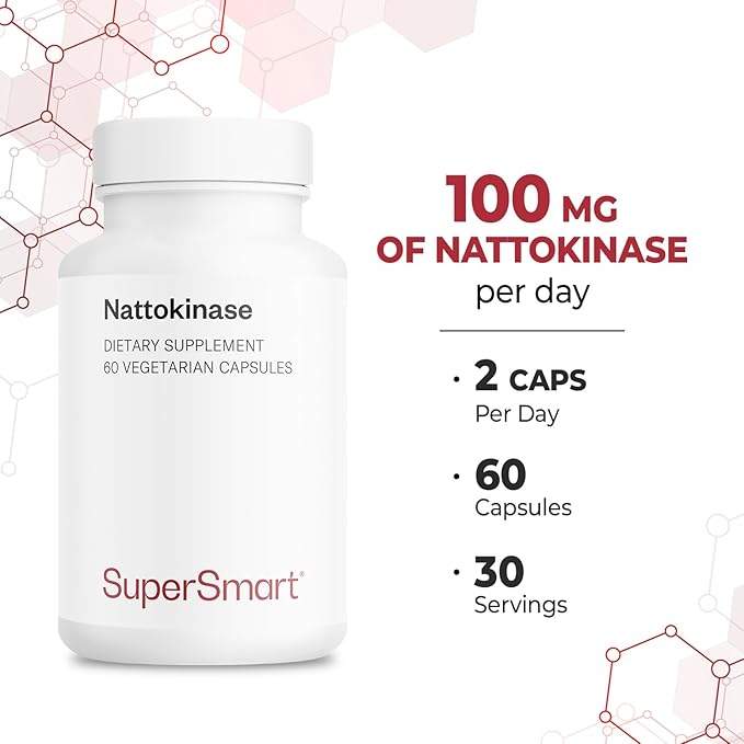Supersmart - Nattokinase 2600FU or 200mg per Day (Highly Bioavailable) - Japanese Natto Extract - Enhanced with Vitamin E - Fibrinolytic Enzyme | Gluten Free - 60 Softgels