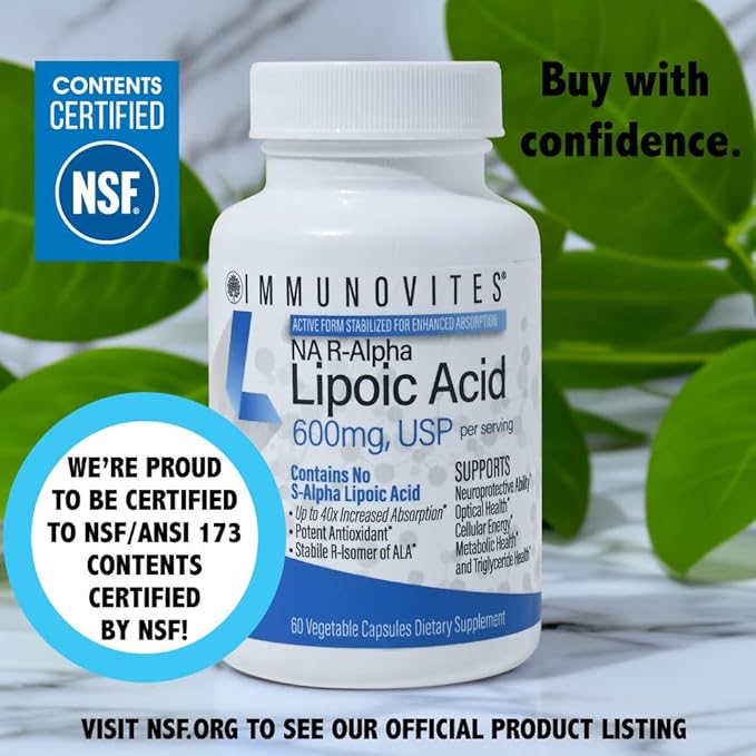 3-Pack Stabilized R-Alpha Lipoic Acid ((True)) 600mg per Serving [[High Potency & up to 40x Increased Absorption]] (Na R-ALA) (Na R-LA) (Na R-Lipoate) (3 Bottles)