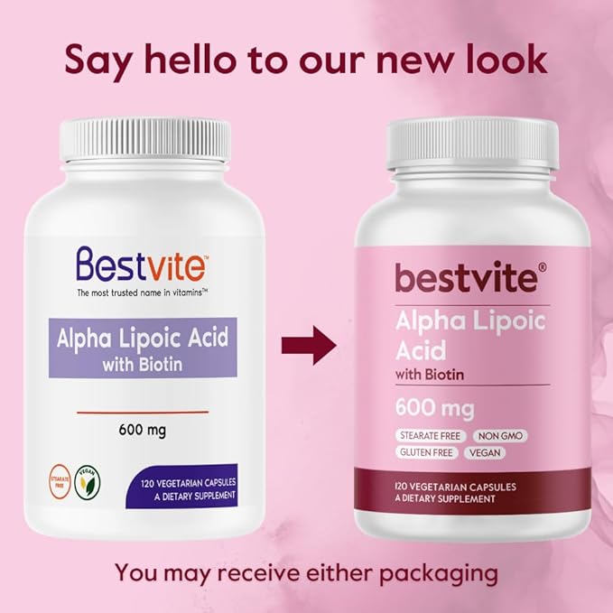 Alpha Lipoic Acid 600mg (per Capsule) with Biotin to Enhance Absorption (120 Vegetarian Capsules) No Fillers - No Stearates - No Flow Agents