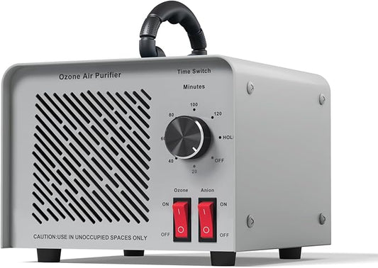 120,000mg/h 0zone Generator High Capacity Ozone Machine & Negative Ion Air Purifier for Home, Car, Pet Odor Removal, O3 Odor Eliminator up to 2,500 Sq. Ft.(Silver)