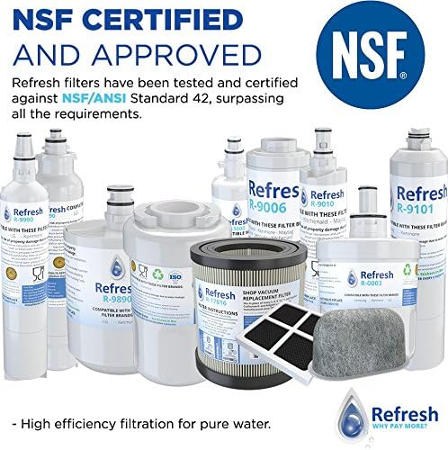 Refresh Replacement Refrigerator Water Filter Compatible with LG LT500P, 5231JA2002A, 5231JA2002A-S, ADQ72910901, ADQ72910902, ADQ72910907 and Kenmore 46-9890 Refrigerator Water Filter (3 Pack)
