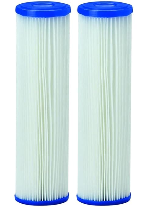 Pentair Pentek R50 Sediment Water Filter, 10-Inch, Under Sink Pleated Polyester Filter Cartridge, 10" x 2.5", 50 Micron, Pack of 2