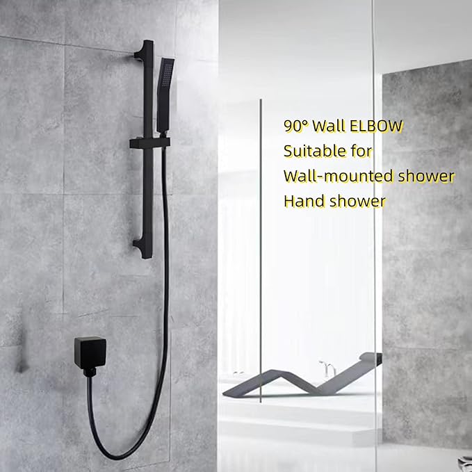 Matte Black Hand Shower with Slide Bar High Pressure Square Shower Head with Handheld Spray 29" Shower Slide Bar Adjustable Height