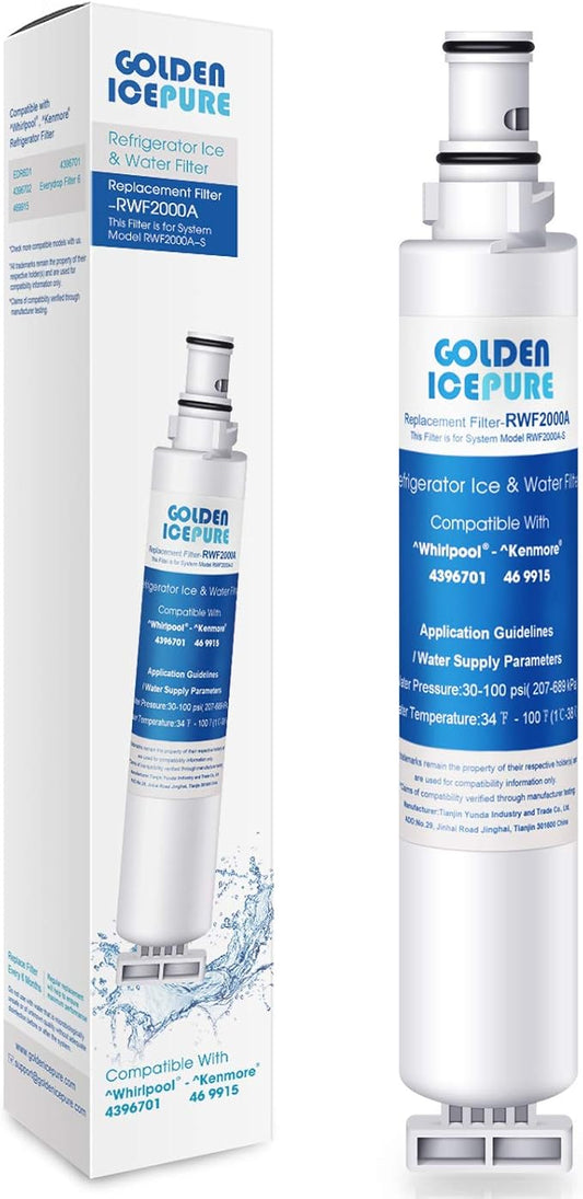 GOLDEN ICEPURE 4396701 Replacement for Kenmore 9915, 469915, Whirlpool EDR6D1, WF293, Everydrop Filter 6, WFL200, 4396702, RWF2000A Refrigerator Water Filter 1PACK