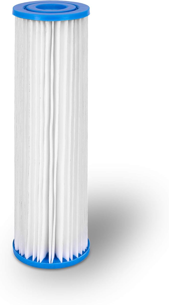 Pleated Sediment Water Filter Cartridge 9.87”x 2.5” Amplified Surface Area, Removes Sand, Dirt, Rust, Extended Filter Life WELL-MATCHED with WHKF-WHPL, 801-50, WB-50W, WFPFC3002, SPC-25-1050 (2 Pack)
