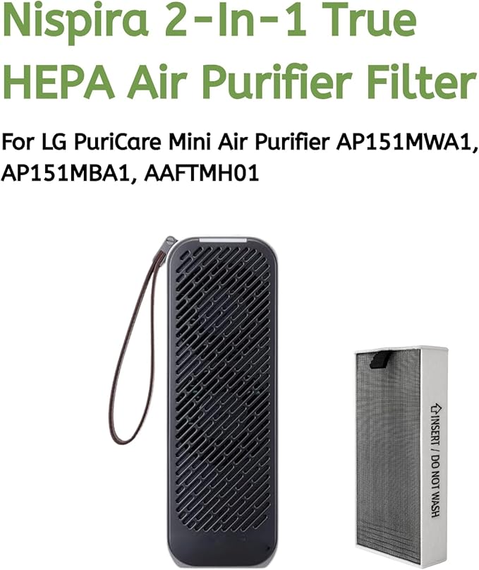 Nispira AAFTMH01 Replacement Filters For LG PuriCare Mini Portable Air Purifier AP151MWA1 2-in-1 True HEPA, 4 Packs