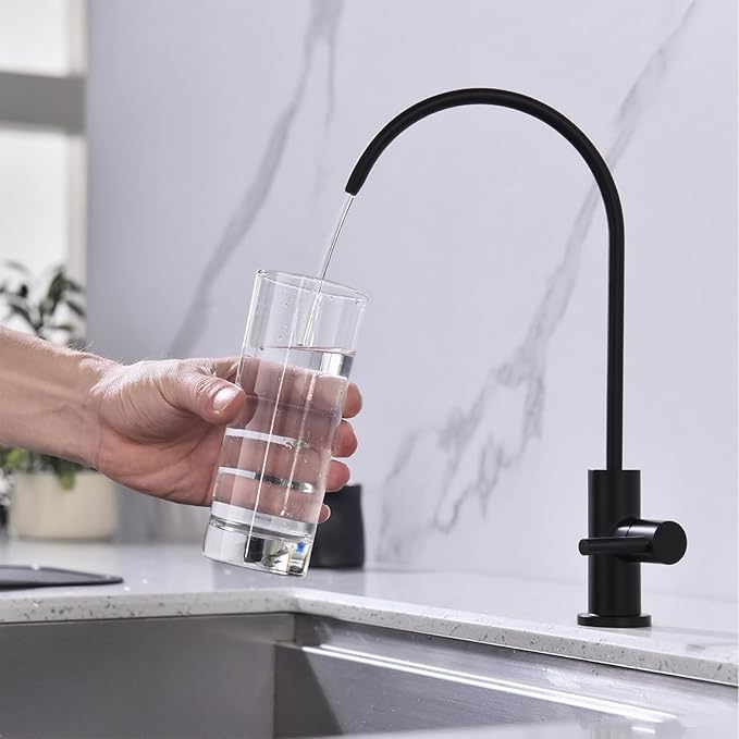 Drinking Water Faucet for Kitchen Sink SUS304 Stainless Steel Water Filter Faucet RO Reverse Osmosis Filtration Bar Sink Matte Black, WF1-BK