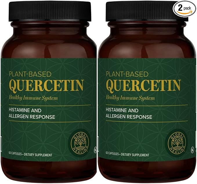 Global Healing Center Quercetin (2-Pack) 500mg Total, 250mg Each, Support Immune System Function & Body's Natural Response to Occasional Allergies - QuerceFIT Without Bromelain & Zinc - 60 Capsules