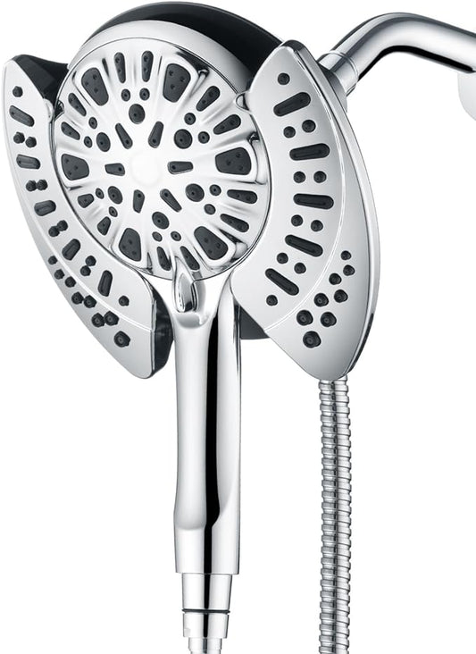 2-in-1 Shower Head with Handheld Combo: 2.5GPM Rainfall Shower Head & Handheld Shower Head Use Together or Alone, 9 Spray Settings Hand Held Shower Head with Hose, Shower Trim Systems