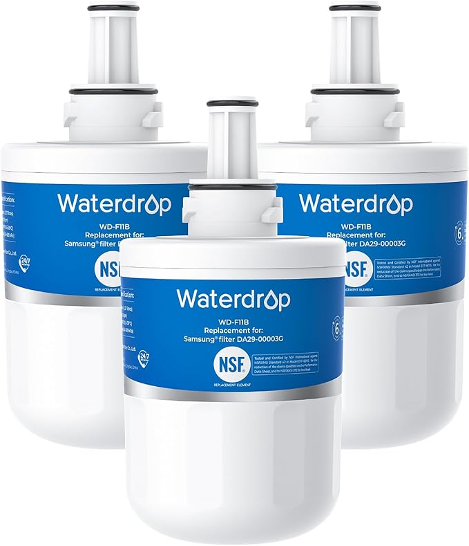 Waterdrop DA29-00003G Refrigerator Water Filter, Replacement for Samsung®, DA29-00003B, DA29-00003A, Aqua-Pure Plus, HAFCU1, RFG237AARS, FMS-1, RS22HDHPNSR, RSG257AARS, 3 Filters (Package May Vary)