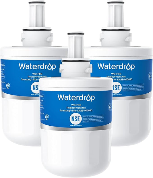 Waterdrop DA29-00003G Refrigerator Water Filter, Replacement for Samsung®, DA29-00003B, DA29-00003A, Aqua-Pure Plus, HAFCU1, RFG237AARS, FMS-1, RS22HDHPNSR, RSG257AARS, 3 Filters (Package May Vary)