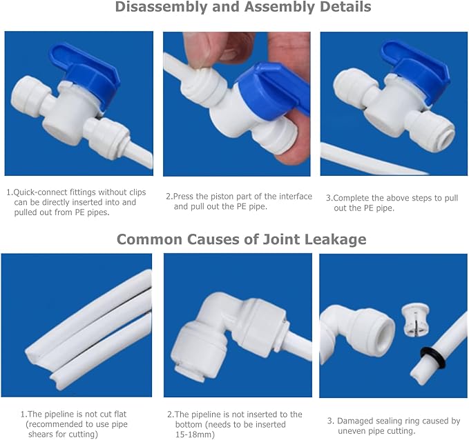 20 PCS 1/4" Male x 1/4" OD Push to Connect Fitting, Quick Release Water Filter Connector for RO System, Refrigerator, Drink Dispenser(Straight)