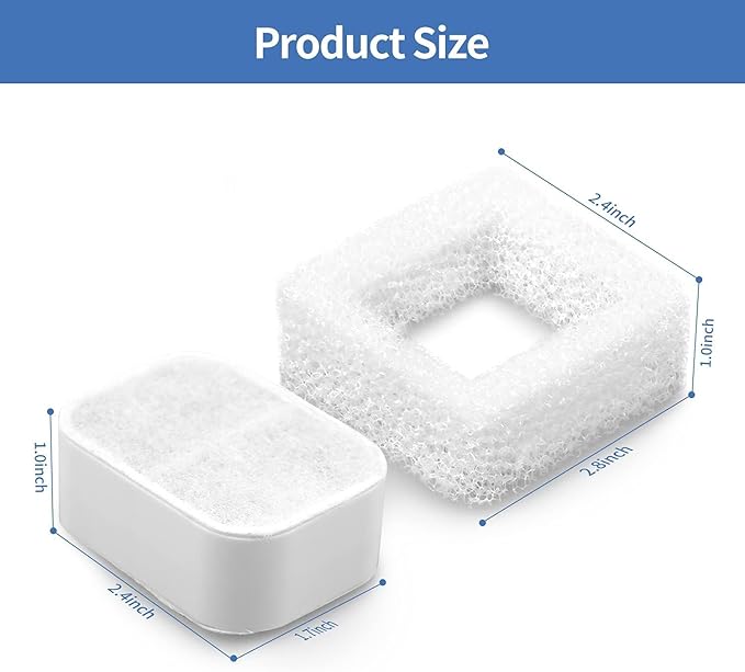 20 Pack Ceramic Cat Water Fountain Replacement Filters - 16 Pet Fountain and 4 Foam Filters for Tritone/Fiumi Ceramic Pet Lotus Drinking Fountain