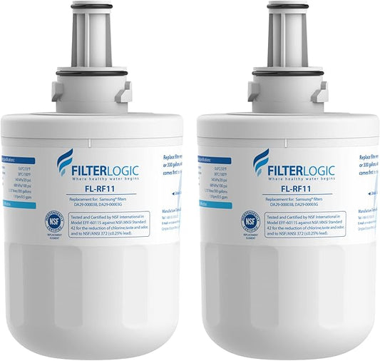 Filterlogic DA29-00003G Refrigerator Water Filter, Replacement for Samsung DA29-00003B, RSG257AARS, RFG237AARS, HAFCU1, RFG297AARS, RS22HDHPNSR, WSS-1, 2 Filters