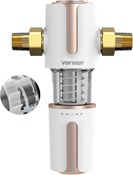 Spin Down Sediment Water Filter,Automatic Flushing,Protect Other Filter Systems and Appliances,40 Micron Flushable Prefilter Filtration (VT-Q700)