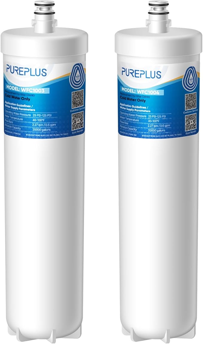 PUREPLUS DW80/90 Under Sink Water Filter, Replacement for Aqua-Pure AP-DW80/90, AP-DWS1000, Kohler K-201-NA, Kohler K-202-NA (Pack of 2), WF60-80/90,WD-W60-80/90. MODELNo: PP-WFC1003/1004