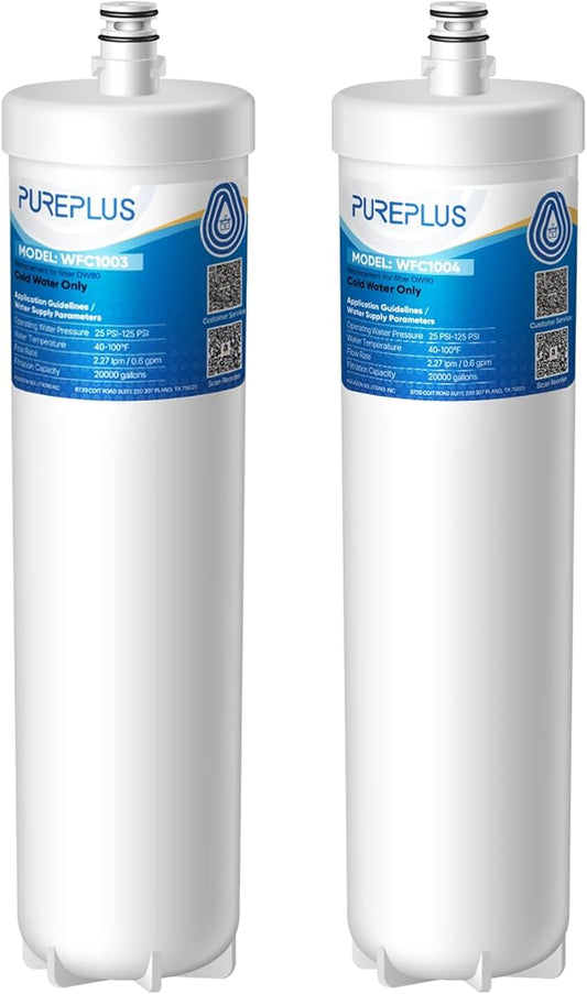 PUREPLUS DW80/90 Under Sink Water Filter, Replacement for Aqua-Pure AP-DW80/90, AP-DWS1000, Kohler K-201-NA, Kohler K-202-NA (Pack of 2), WF60-80/90,WD-W60-80/90. MODELNo: PP-WFC1003/1004