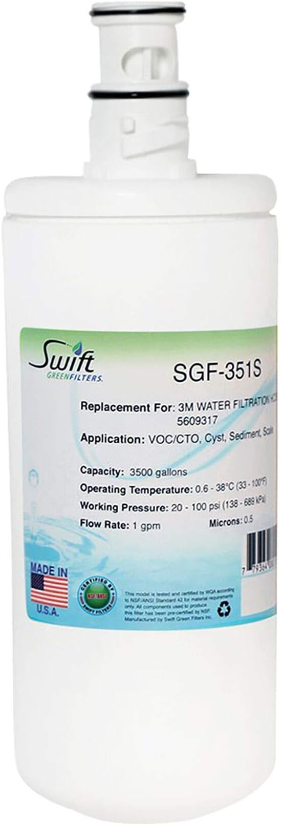 Swift Green Filters SGF-351 Compatible Commercial Water Filter for CC351, 5609313, Made in USA, (1 Pack), White