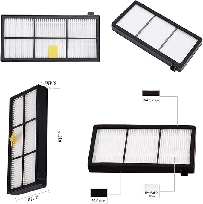 Replacement Parts for irobot Roomba 800 Series 850 860 861 866 870 880 890 900 Series 960 980 981 985 Vacuum Cleaner,Replenishement Kits with 2 Set Extractors,4 Filters,4 Side Brushes