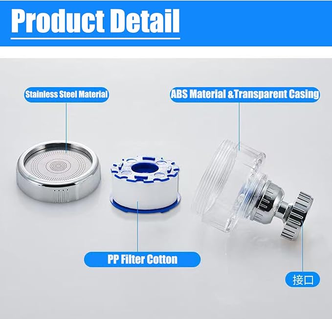 21Pcs Sink Water Filter Faucet With Cartridges, Universal 360 ° Rotating Kitchen Faucet Water Filter Removes Fluoride Heavy Metals Hard Water Compatible with most Bathroom/Kitchen/Laundry Sink Faucets