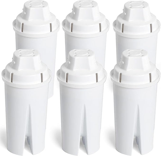 Amazon Basics Replacement Water Filters for Water Pitchers, BPA-Free, WQA & NSF Certified, Compatible with Brita Water Pitchers & Drinking Water Filter Systems, 1 Year Filter Supply, 6-Pack