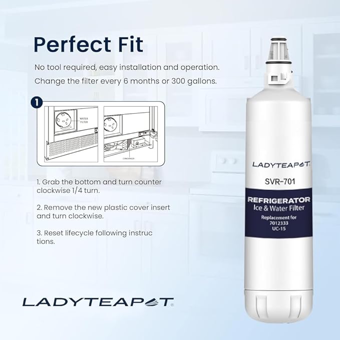 Replacement 7012333 Ice Maker Wa-ter Filter, Compatible With Sub-Zero 7012333 Water Filter, UC-15 Ice Maker Water Filter Replacement (4 Pack)