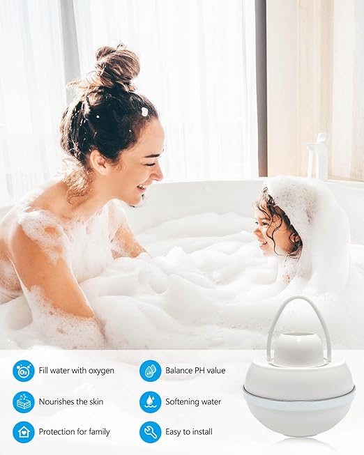 Bath Water Filter for Tub Faucet - 8 Stages Bathtub Ball Filter for Bathroom Sink, 2500 Gallons Shower Hard Water Softener to Remove Contaminants, Chlorine, Fluoride, Improve Skin,Hair,Nails Health