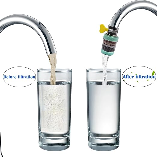 3 Pack Faucet Mount Filters, Faucet Water Filter with Activated Carbon Removes Chlorine Fluoride Heavy Metals Hard Water, Purifier Kitchen Tap Filtration for Home Kitchen Bathroom (Random Color)