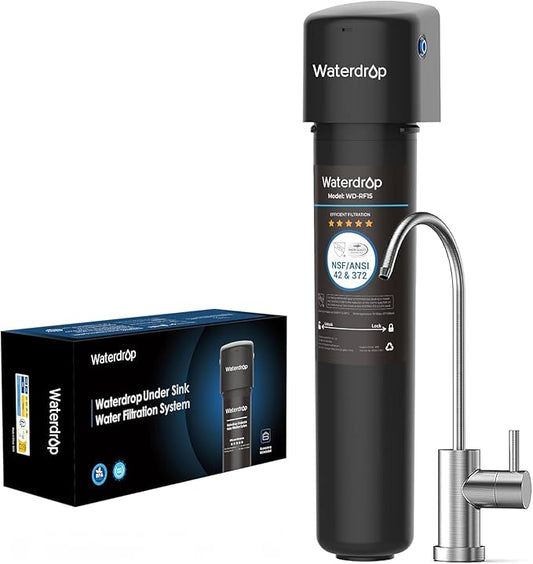 Waterdrop 15UB Under Sink Water Filter, Under Sink Water Filtration System for 2 Years, NSF/ANSI 42 Certified, Reduces PFAS, PFOA/PFOS, Lead, Under Sink Water Filter with Faucet, 19K Gallons