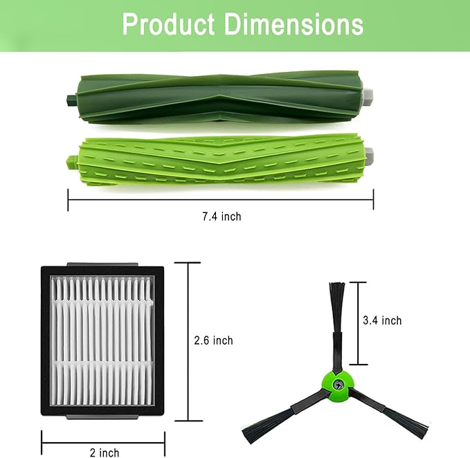 Replacement Parts for iRobot Roomba E5 E6 E7 i2 i3 i3+i4 i4+ i5 i5+ i6 i6+ i7 i7+ i8 i8+/Plus i1 E i j Series Robot Vacuum,2 sets of multi-surface roller brushes 8 filters 8 side brushes