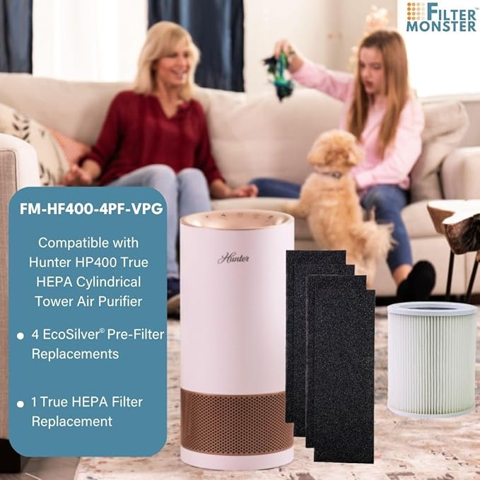 Filter-Monster - H-HF400-VP Replacement HEPA/Pre-Filter Value Pack for Hunter HP400 Air Purifier Series - 4 Pre-Filters and 1 True HEPA Filter