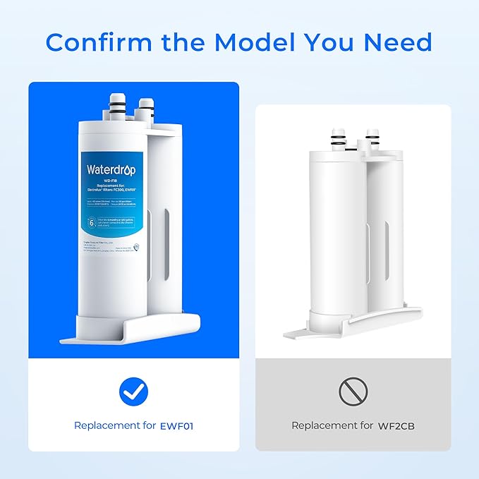 Waterdrop Replacement for EWF01®, FC-300, FC300, EFF-6018A, 241988703 Refrigerator Water Filter, 3 Filters (Package May Vary)