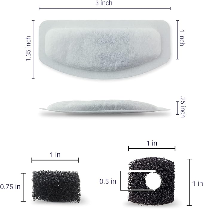 PET STANDARD Replacement Water Filter & 6 Pack Replacement Pre-Filter Sponges Compatible With ORSDA® 67oz/2L Stainless Steel Pet Water Fountains, Pack of 12