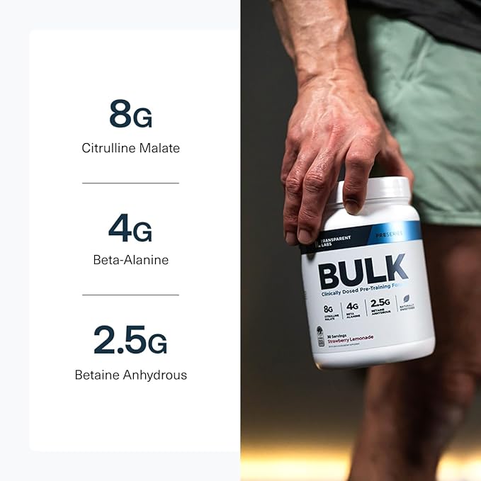 Transparent Labs Bulk Pre Workout Powder - Naturally Sweetened Advanced Pre-Workout Formula for Muscle Building and Strength - 30 Servings, Peach Mango