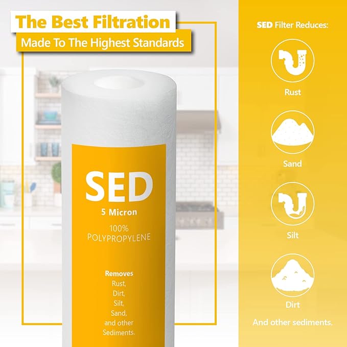 Express Water – 1 Pack Sediment Water Filter Replacement – 5 Micron, High Capacity – 10 inch – Under Sink and Reverse Osmosis System Filters (Model: FLTSED0501)