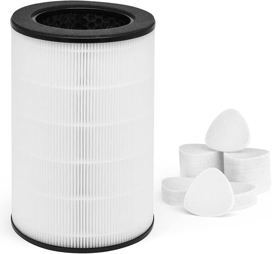 Replacement Filter Compatible with Homedics 5 In 1 Air Purifier Model AP-T40FL AP-T40 AP-T45 AP-T40WT AP-T40WTAR AP-T45WT 1461901 Series, Included Extra 30-Pieces Essential Oil Pad