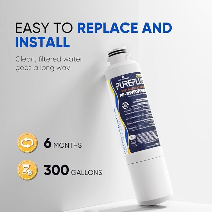 PUREPLUS DA29-00020B NSF/ANSI 401, 53& NSF P473 Certified Replacement for Samsung RF28HMEDBSR, RF263BEAESR, HDX FMS-2, HAF-CIN/EXP, RF4287HARS, RF28HFEDBSR, Refrigerator Water Filter, 3Pack
