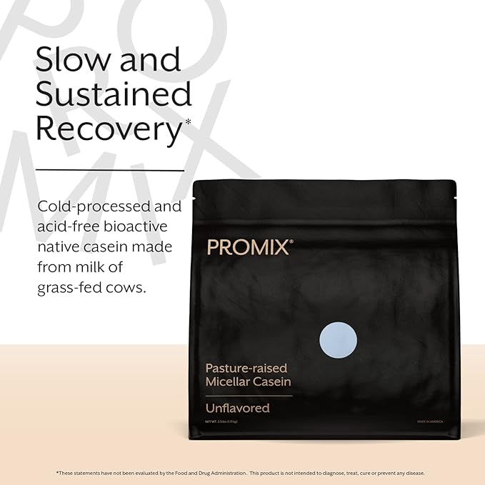 ProMix Nutrition Casein Protein Powder - Grass-Fed, Pasture Raised, Slow Release Micellar Casein - Gluten-Free - Unflavored, 2.5 Pound (Pack of 1)