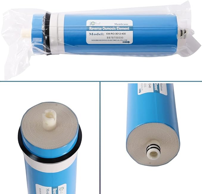 Huining 3012-400GPD Reverse Osmosis Membrane Housing Kit with 3/8 1/4 Quick Connector,Water Pipe,Wrench Whole Set Compatible with Residential Household Water Filtration System