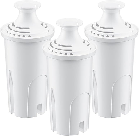 Water Filter Replacement for Brita Water Pitchers and Dispensers, Classic 35557, Ob03, Mavea 107007 and More, Reduce Chlorine and Bad Taste, Lasts Two Months or 40 Gallons, Includes 3 Filters