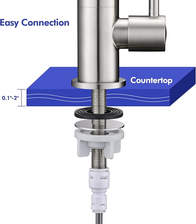 Drinking Water Faucet for Kitchen Sink, Reverse Osmosis Water Filtration Faucet for Bar Sink, Brushed Nickel and Stainless Steel, B06