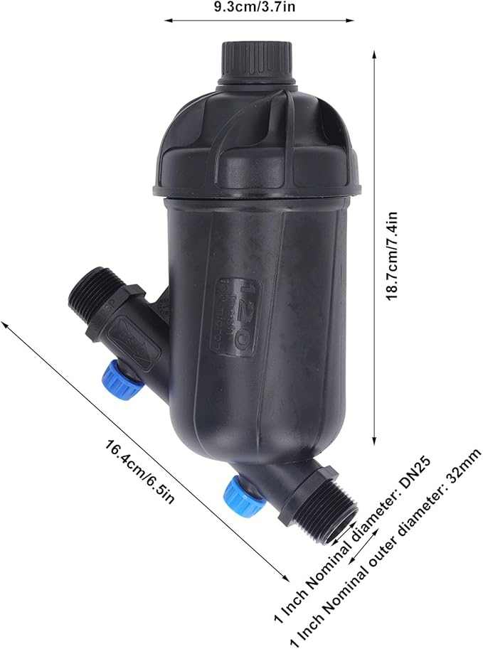 Buachois Irrigation Filter, Y Type Sprinkler Drip Irrigation Filter, 3/4in Male Water Filter Strainer for Greenhouse Agricultural Gardening (3/4in Male Screen Type)