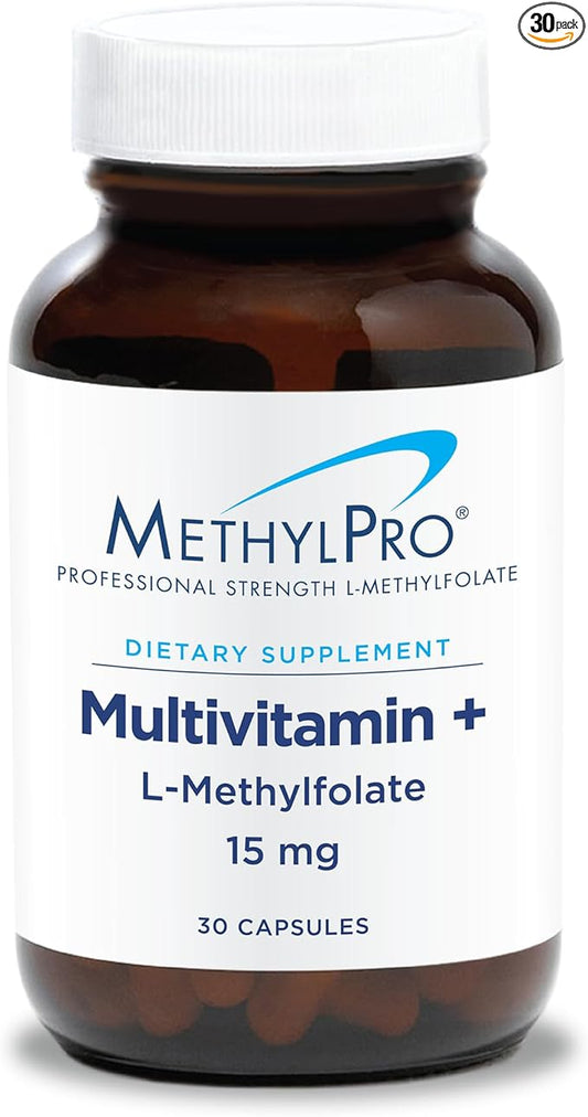 MethylPro Multivitamin + 15 mg Methylfolate - Iron Free Multivitamin for Women & Men with Vitamin A, C, Minerals, Methylated B Complex, Multi Vitamin Without Iron - 30 Capsules
