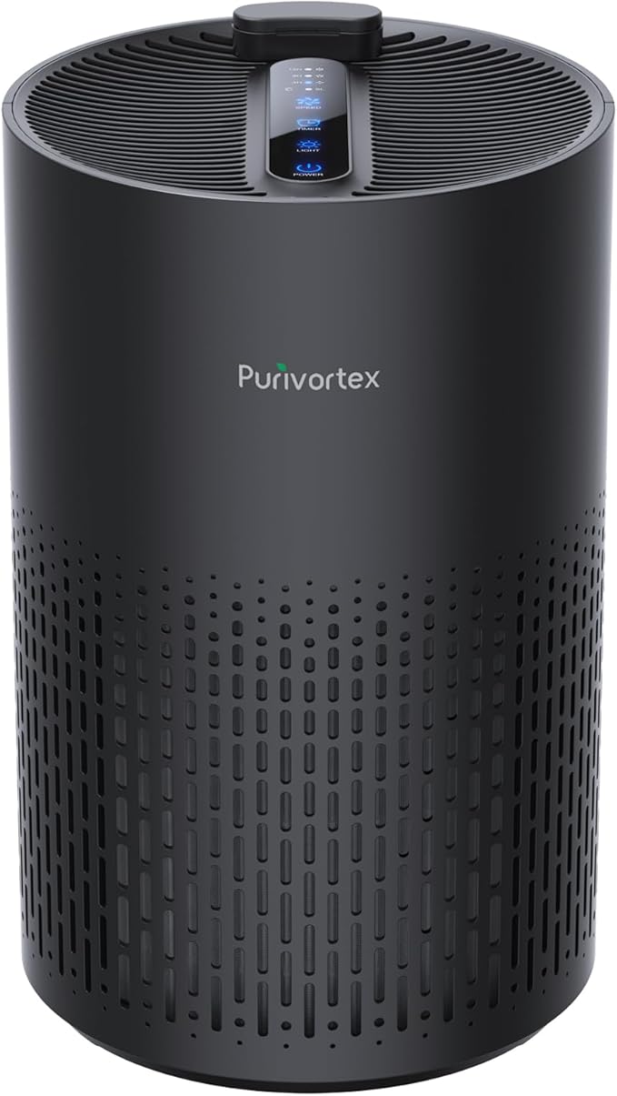 Purivortex Air Purifiers for Home, Quiet HEPA Air Filter for Pollen, Smoke, Dust, Pet Dander, Odor, Hair, Covers Up to 880 Sq Ft (Model: AC400 Black with Fragrance Sponge)