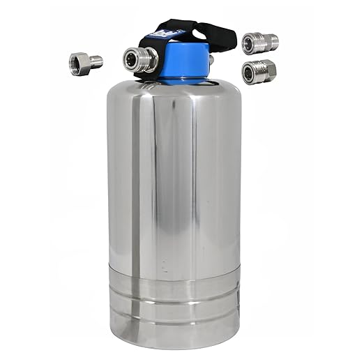 GoBluTech RV Water Softener, Stainless Steel Portable Water Softener, 10,000 Grain with Stainless Steel Garden Hose Quick Connects, RV Accessories Camper Vans and Travel Trailers - US Veteran Owned
