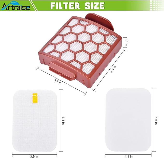 Artraise Filter Replacement for Shark NV255 NV251 NV151 ZU62 ZU60 ZU51 Navigator Zero-M Self-Cleaning Brushroll Pet Pro Vacuum, Part #1238FT60 & 1239FT60, 2 HEPA Filters 6 Foam 6 Felt Kit (Red)
